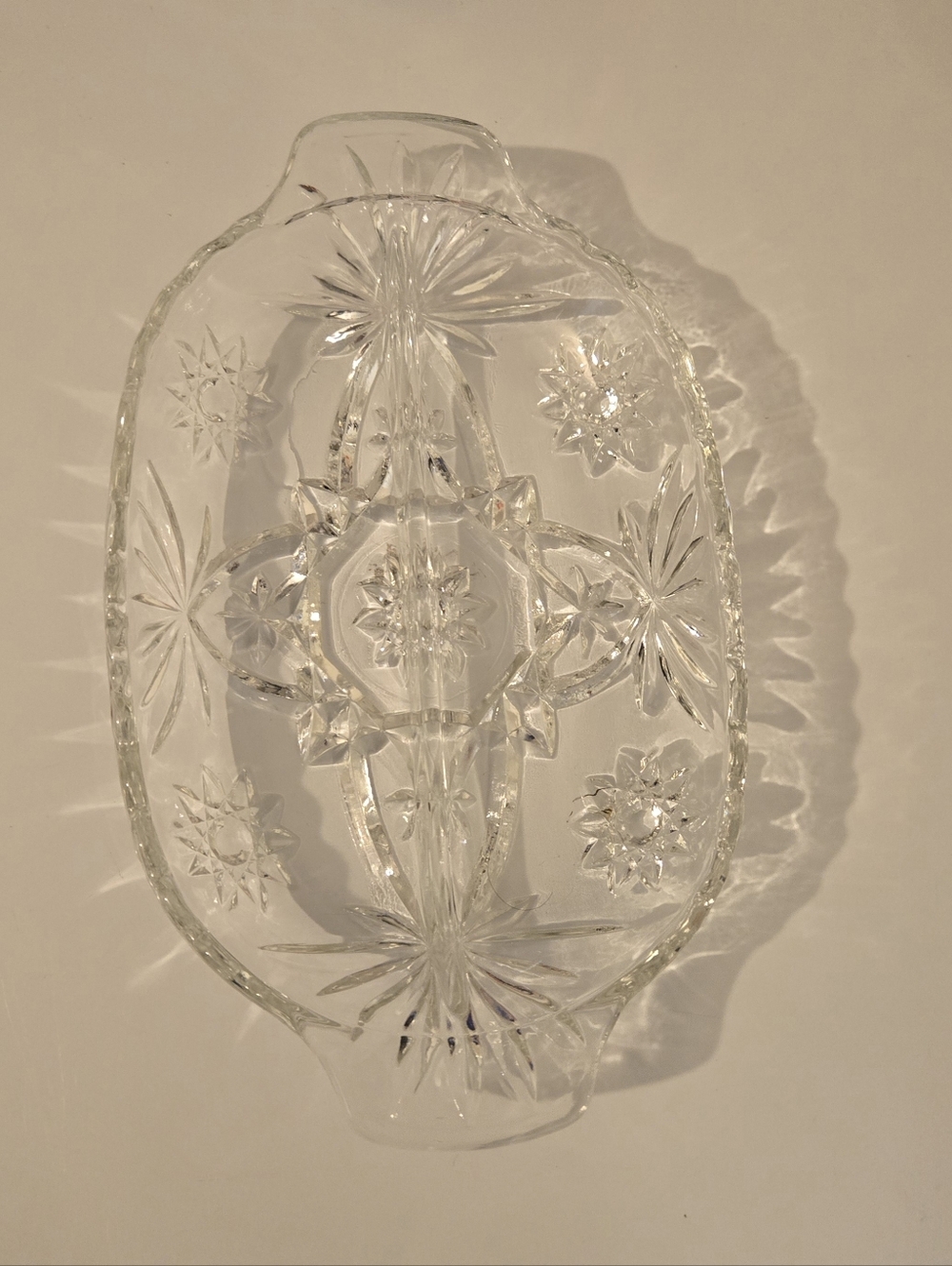 Vintage Anchor Hocking Clear Cut Glass Snack Dish